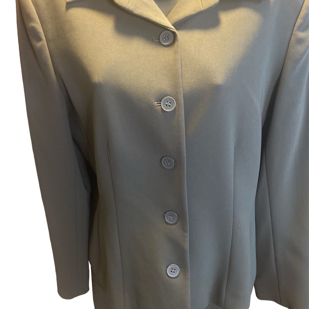 VINTAGE WOMENS JONES NEW YORK PLATINUM OLIVE GREEN PANTS SUIT - Picture 3 of 15